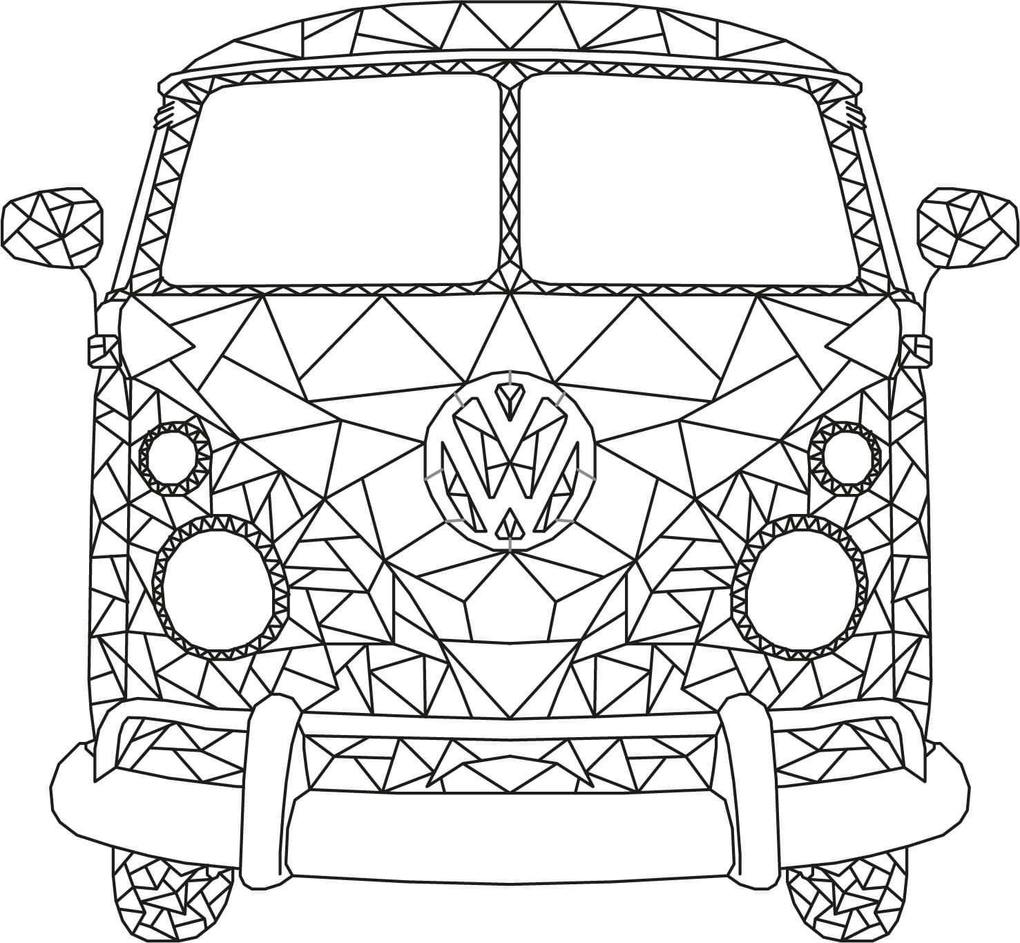 Vw Busje In 2020 Geometrische Tekening Patronen Houtbrand