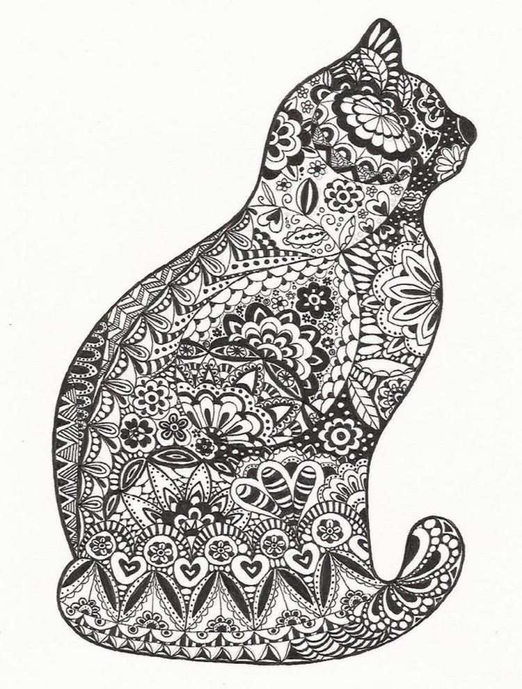 Zentangle Poes Dieren Kleurplaten Zentangle Kunst Kattenkunst