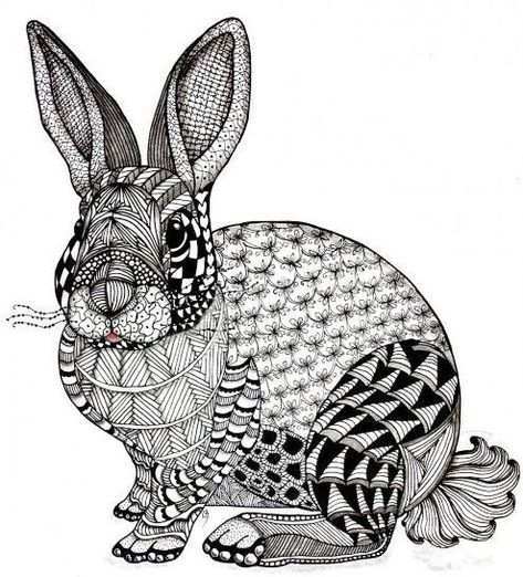 Zentangled Rabbit In 2020 Zentangle Animals Art Zentangle Art Zentangle Animals