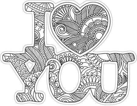 I Love You Diecut Coloring Card Love Coloring Pages Valentine Coloring Pages Coloring