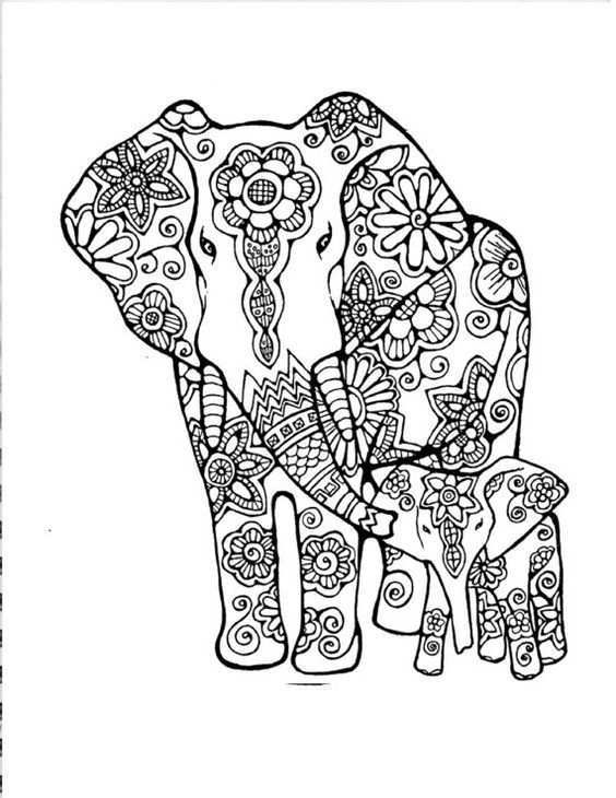 Elephante Et Son Petit Kleurboek Dieren Kleurplaten Olifant Tekening
