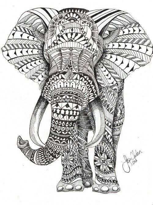 Elephant Mandala Kleurplaten Olifant Kunst Olifant Tatoeage Ontwerp