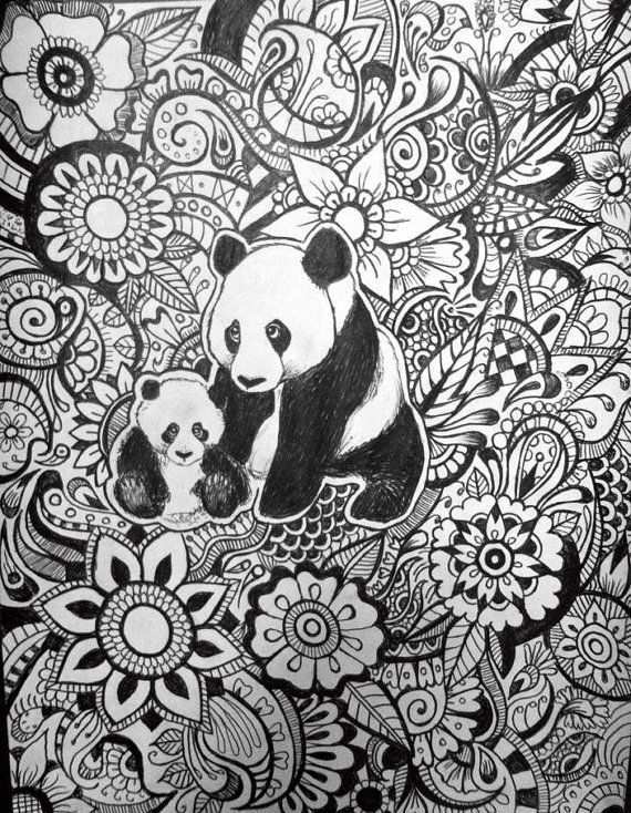 Panda Floral Design Kleurplaten Kleuren Kleurplaten Voor Volwassenen