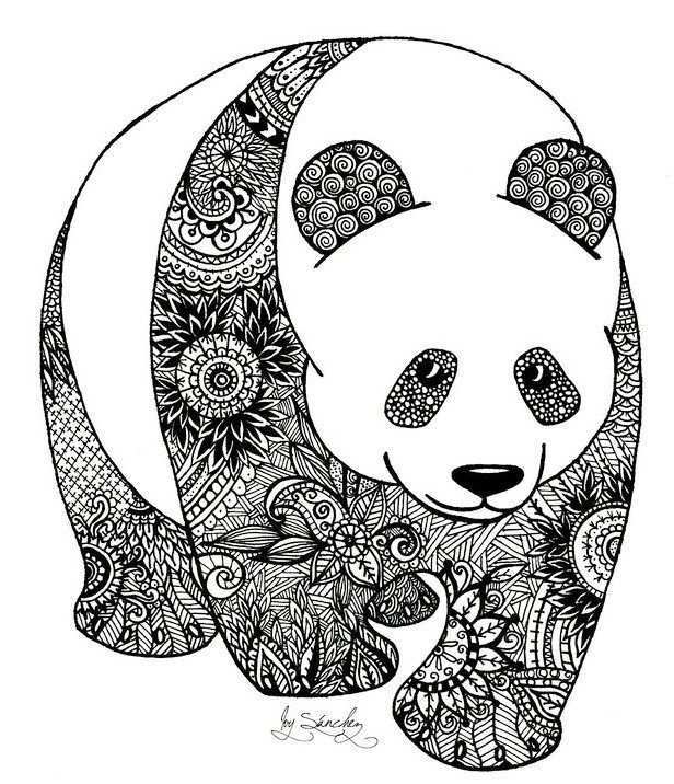 Zentangle Panda Coloring Book Panda Art Mandala Design Art Zentangle Art