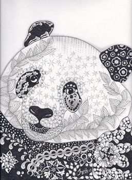 Panda Zentangled Zoo Panda Coloring Pages Panda Art Color Drawing Art