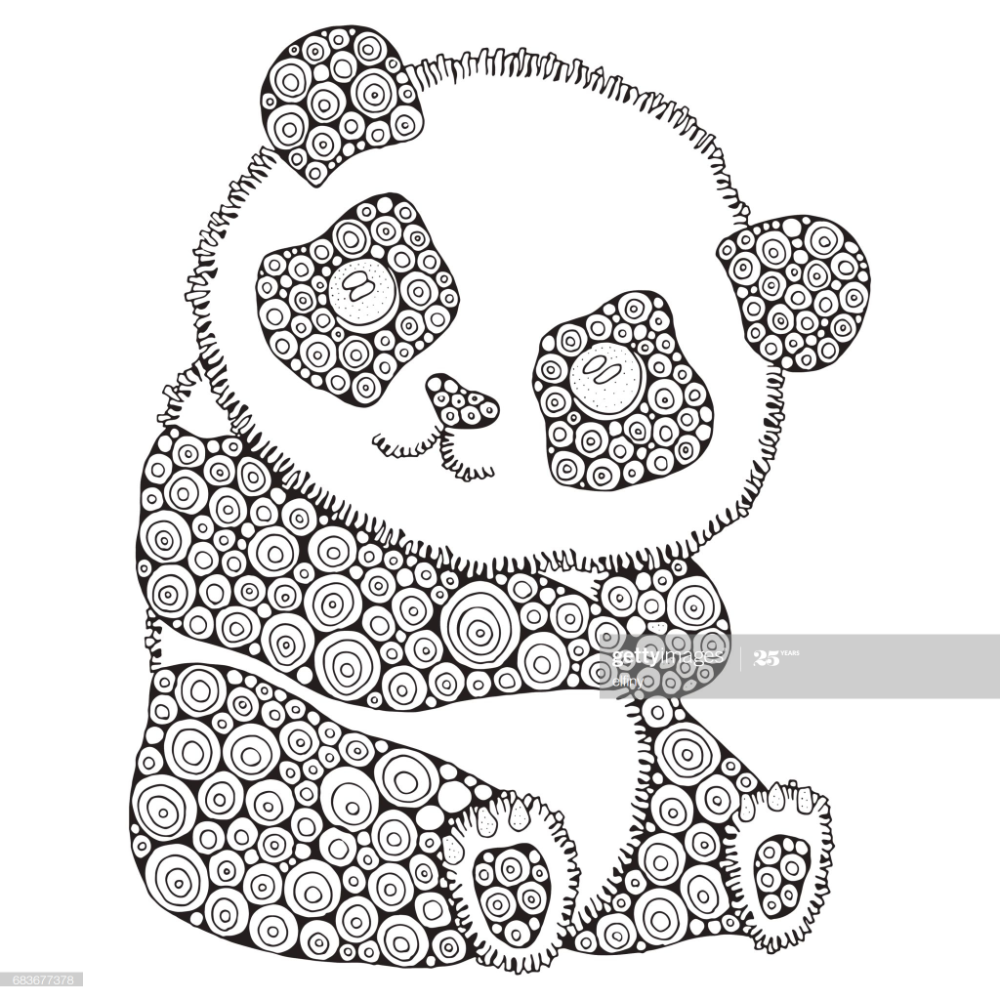 Stockillustraties Schattige Panda Volwassen Antistress Kleurplaat Fotoboekpagina Zwar