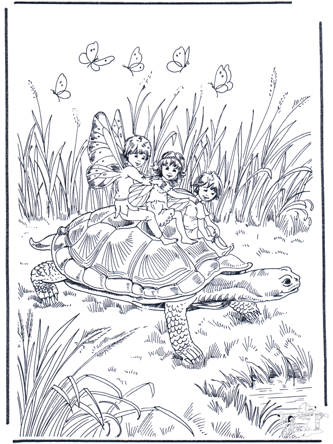 Turtle And Elf Elf Fairy Coloring Fairy Coloring Pages Coloring Pages