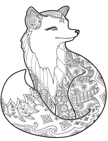 Zentangle Fox Coloring Page Kleurplaten Kleurboek Zentangle Patronen