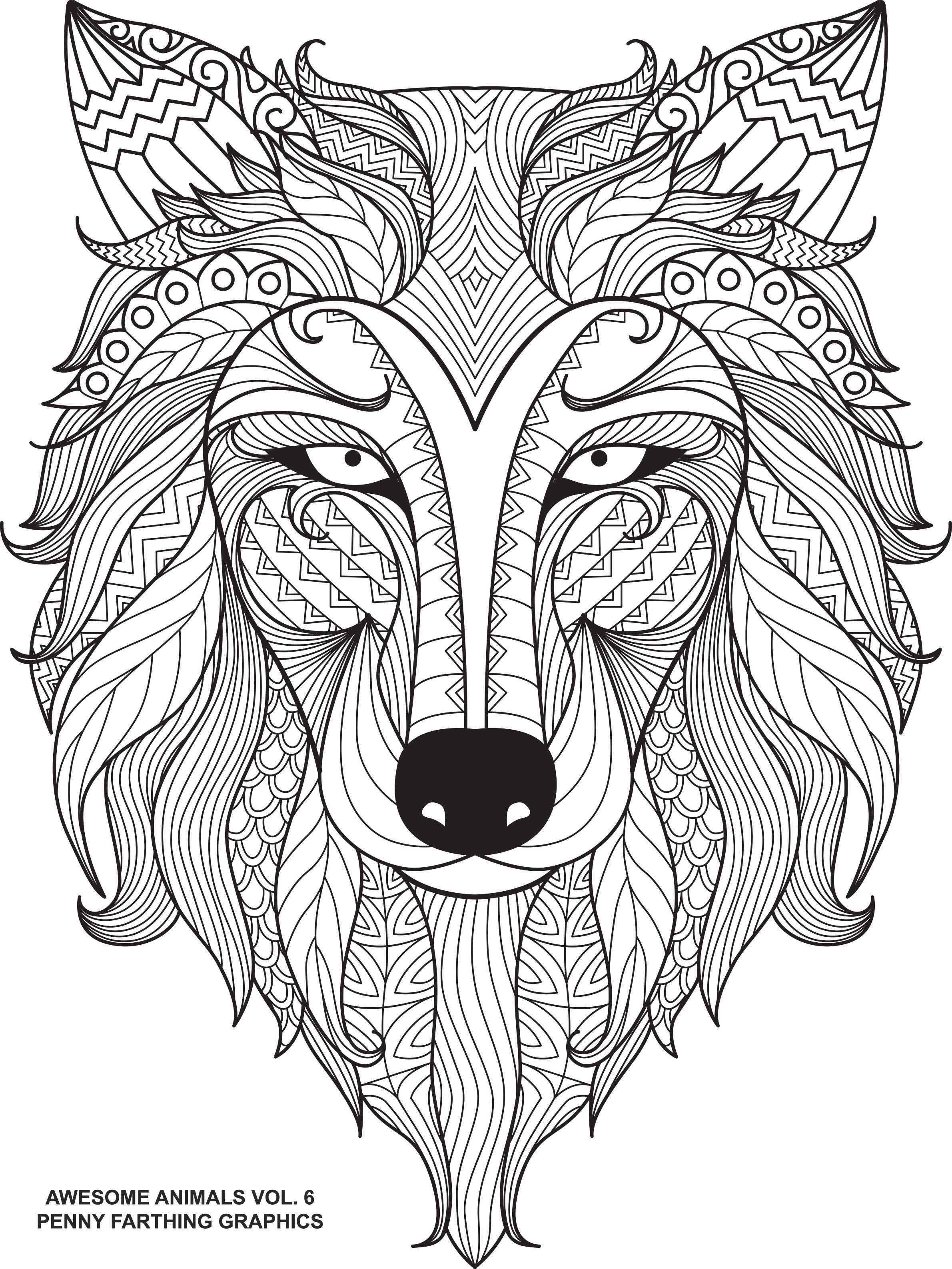 Wolf From Awesome Animals Volume 6 Mandala Kleurplaten Kleurplaten Kleurboek
