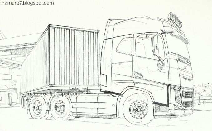 Wood Art Draw Volvo Fh 6x4 Truck Globetrotter Caminhoes Volvo Desenhos De Carros Dese