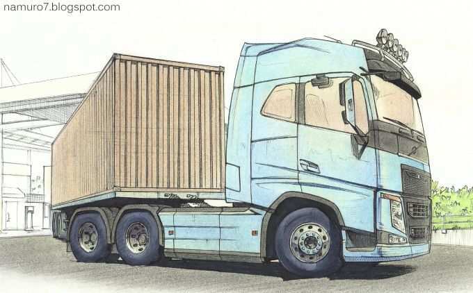 Draw Volvo Fh 6x4 Truck Globetrotter Volvo Trucks Volvo Trucks