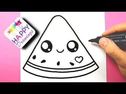 How To Draw Draw A Cute Watermelon Easy Happy Drawings Youtube Easy Drawing Tutorial