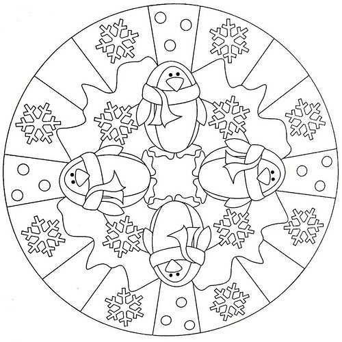 Mandala Coloring Page Penguin Kleurplaten Mandala Kleurplaten Winter Knutselen