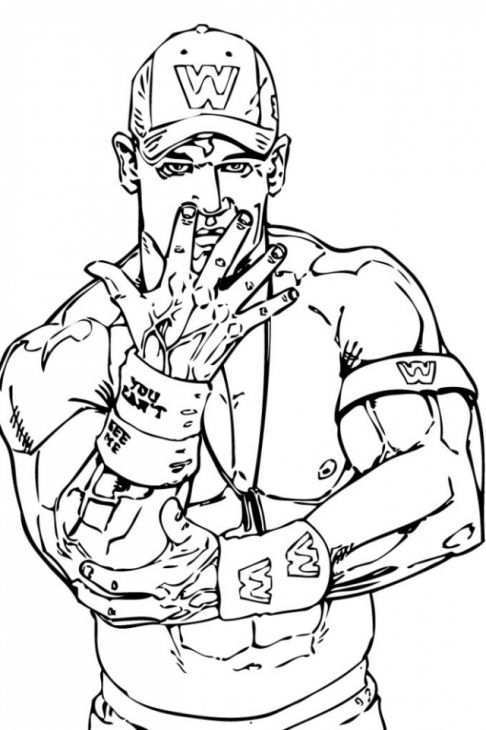 John Cena With His Face Off Taunting In Wwe Coloring Page Letscolorit Com Wwe Colorin