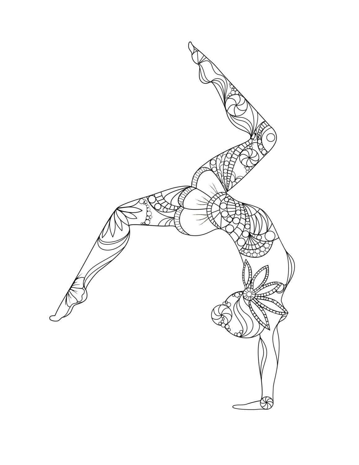 Printable Handstand Mandala Art Digital By Cocorosieartdevivre Yoga Drawing Mandala A
