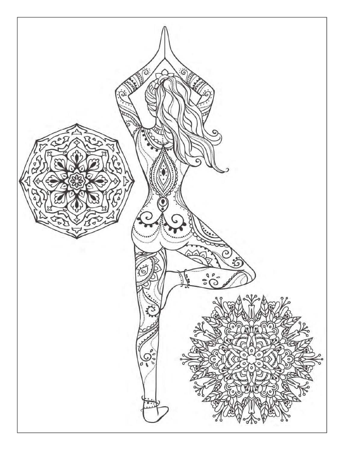 Yoga And Meditation Coloring Book For Adults With Yoga Poses And Mandalas Designs Col