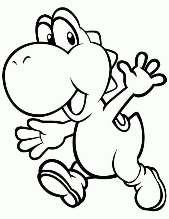 Yoshi Running Happily Coloring Page For Kids Letscolorit Com Kleurplaten Kleurplaten