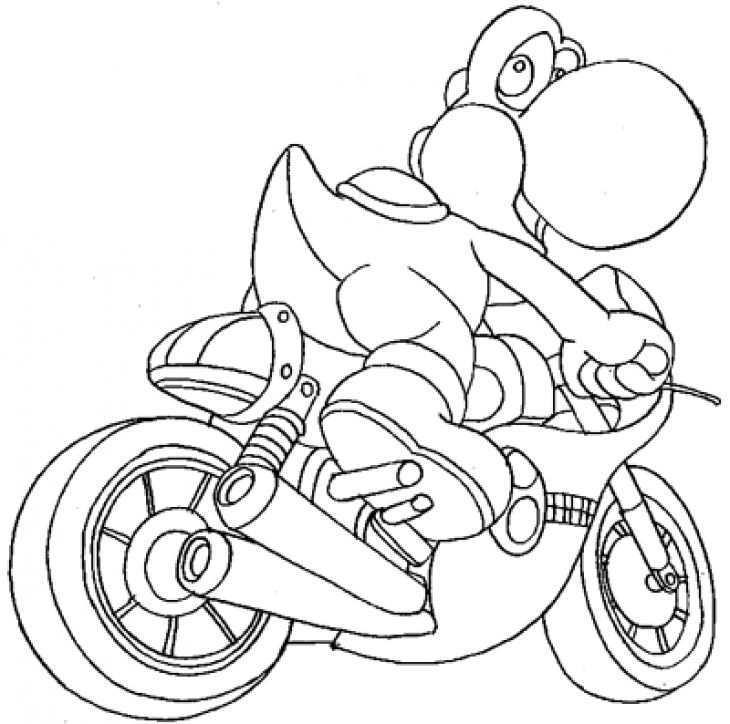 Yoshi In Mario Kart Coloring Page Free Online Printable Letscolorit Com Coloring Page