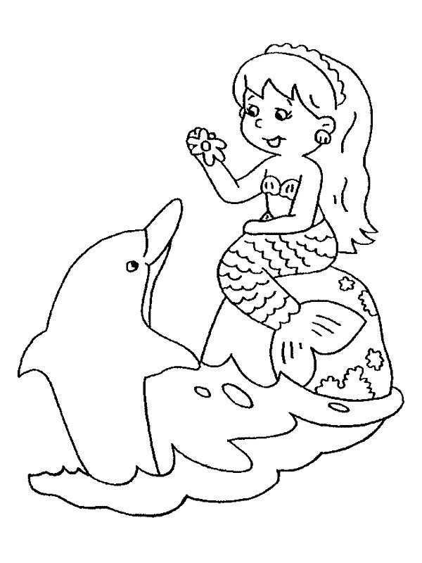 Coloring Page Mermaid Zeemeermin Mermaid Coloring Pages Dolphin Coloring Pages Mermai