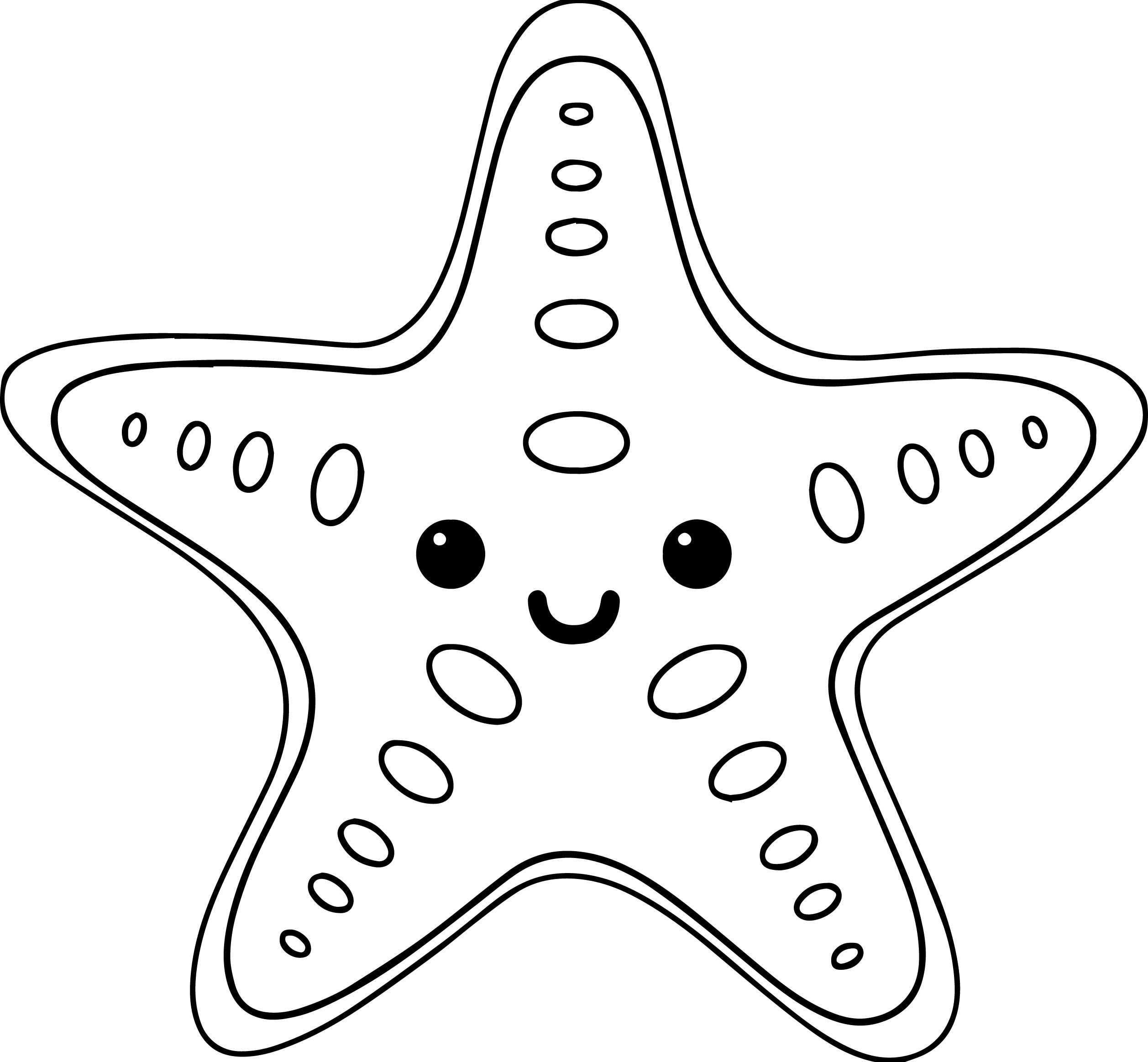 Cute Starfish Coloring Pages Free Zeester Kleurplaten Thema