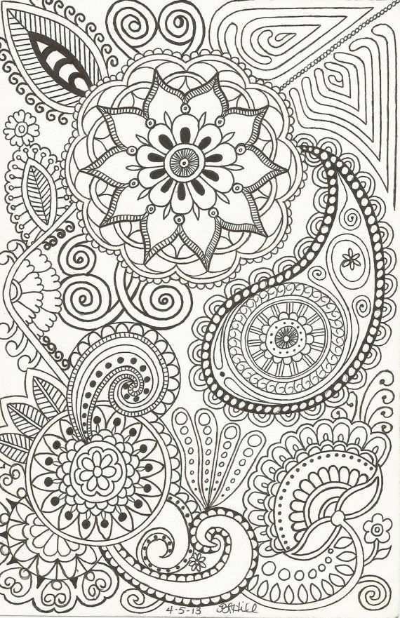 Henna Inspired Doodle Of Paisleys Flowers Swirls And Such On Etsy 1 50 Kleurplaten Ma