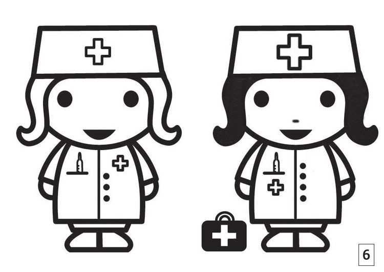 Coloring Page Spot The Difference Nurse Img 21552 Thema Verpleegster Ziekenhuis