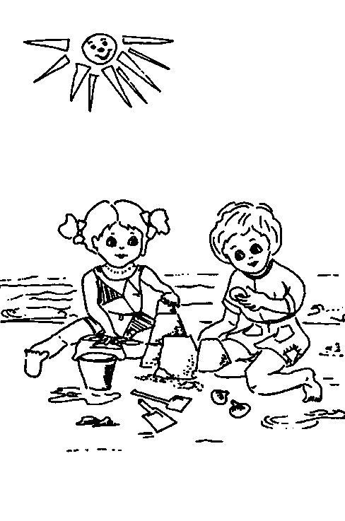 Kinderen Spelen Op Het Strand Kleurplaten Kinderen Spelen Zomer