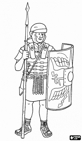 Een Romeinse Soldaat Een Soldaat Gewapend Met Pilum Speer Zwaard Helm Harnas En Schil