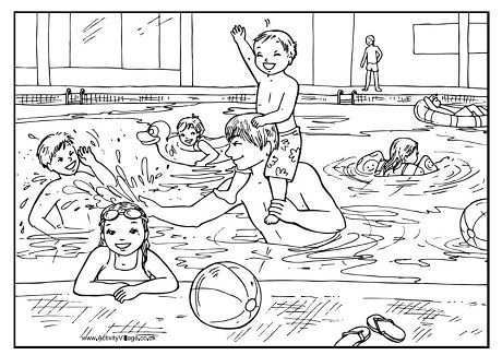 Swimming Pool Colouring Page Zomer Kleurplaten Kleurplaten Zwemmen