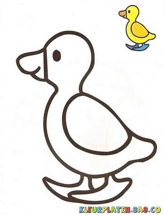 Kleurplaat Kleurplaten Voor Jonge Kinderen Peuters Kleuters Eend Eendje Duck Buku Mew