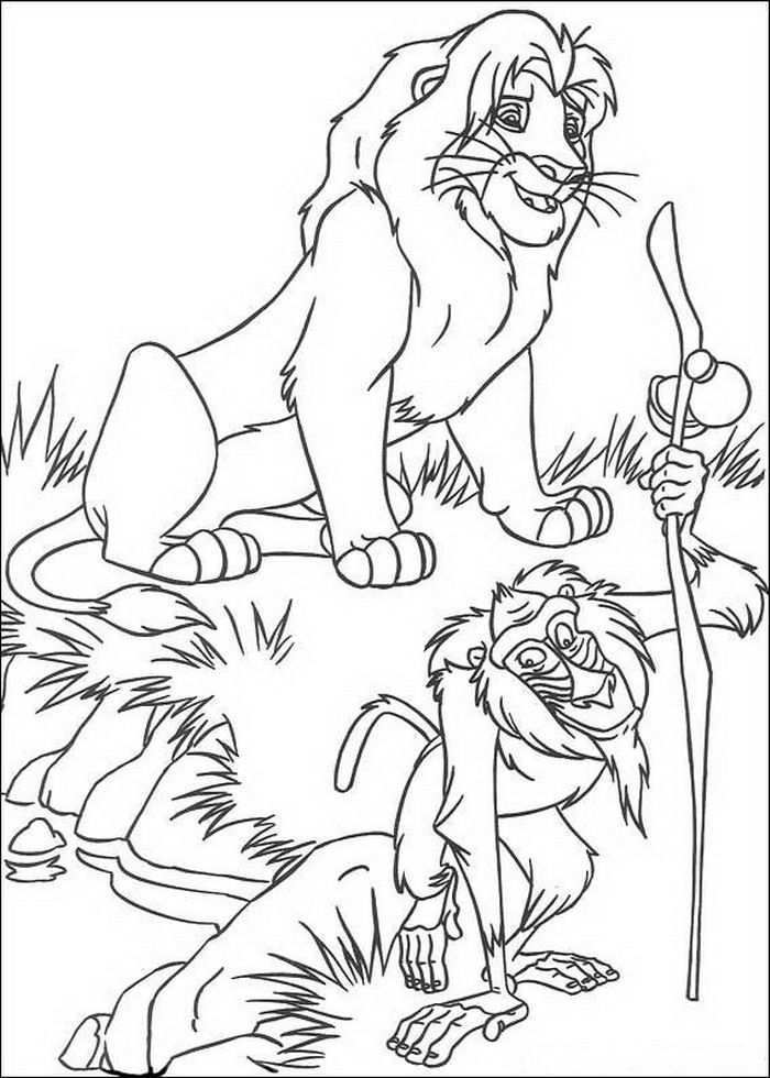 Kleurplaat Lion King Of De Leeuwenkoning Simba En Rafiki De Wijze Baviaan Leeuwenkoni