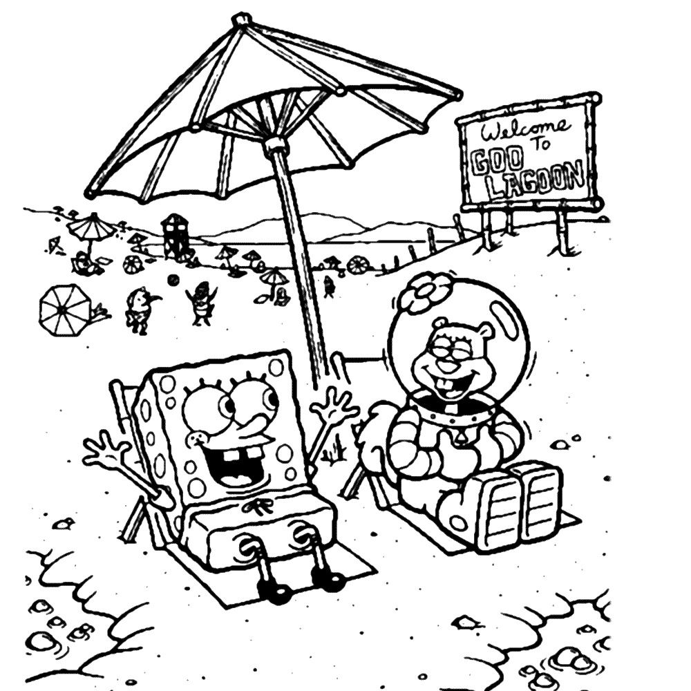 Leuk Voor Kids Spongebob En Sandy Aan Het Strand