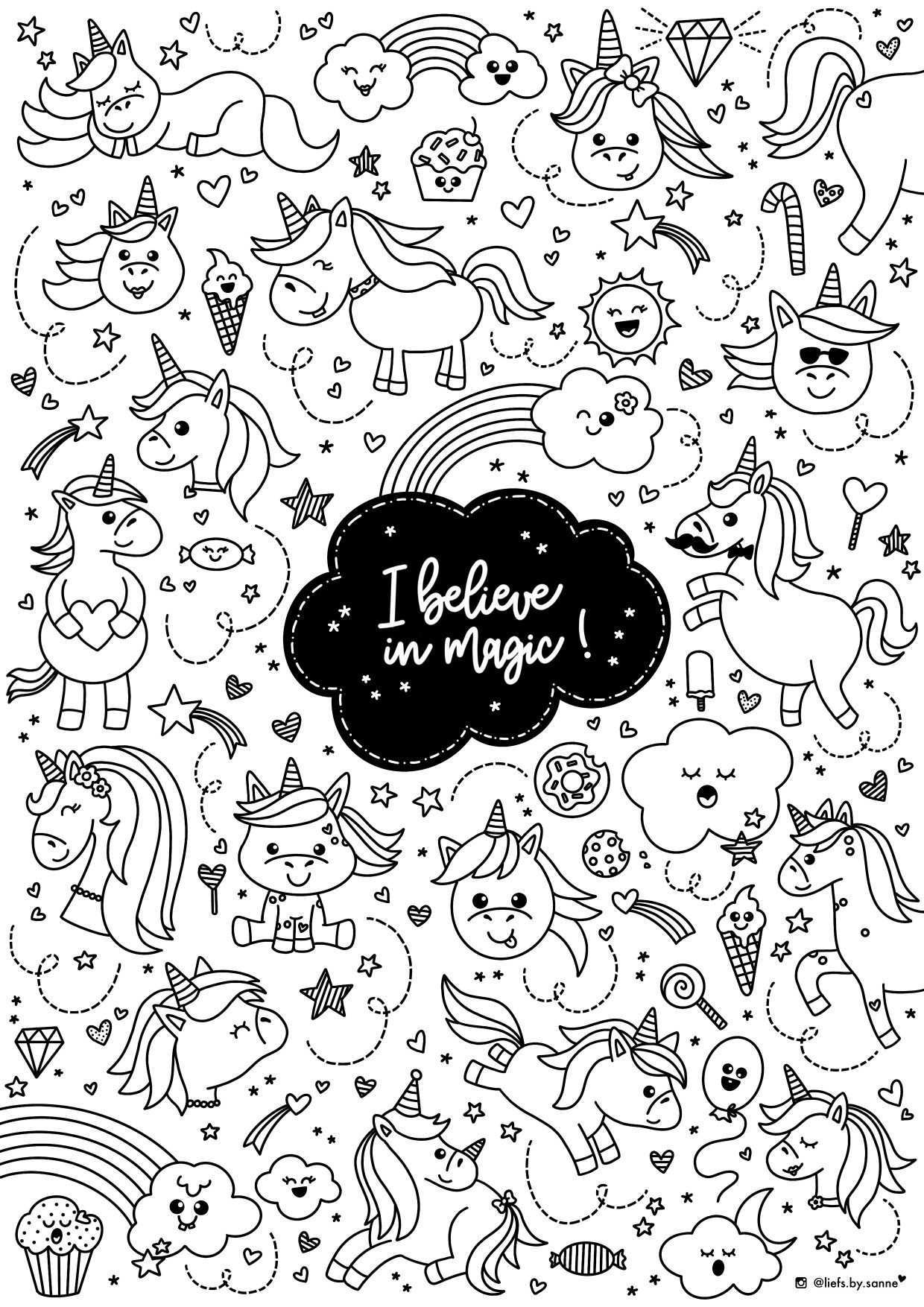 Unicorn Unicorn Eenhoorn Eenhoorns Kleurplaat Kleuren Coloring Page Kleurplaten Disne