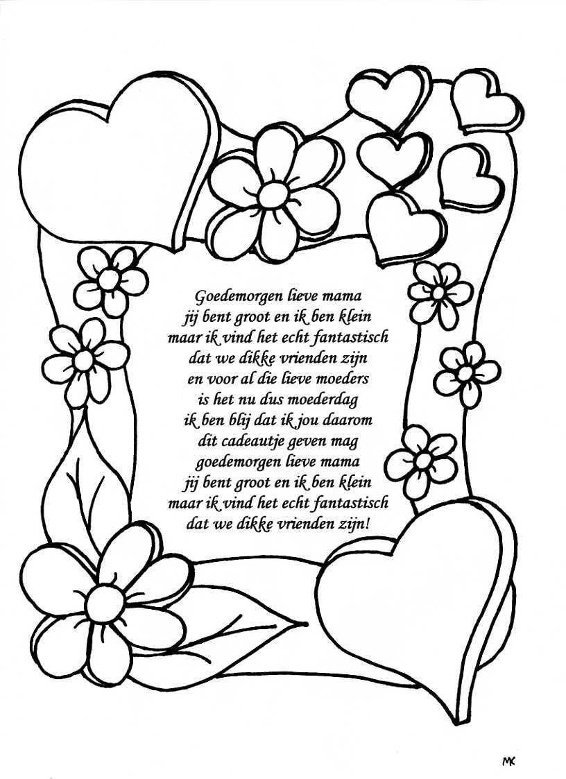 Pin By Dorien Van Den Bossche On Thema Moederdag Cute Coloring Pages Mothers Day Poem