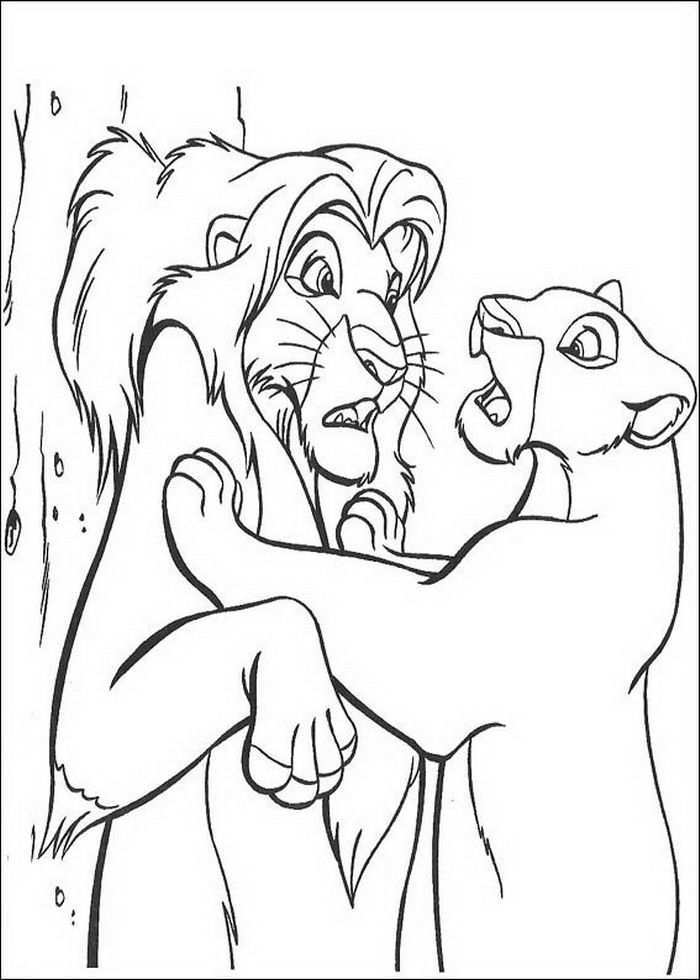 Kleurplaat Lion King Of De Leeuwenkoning Nala Praat Met Simba Kleurplaten Kleurboek L