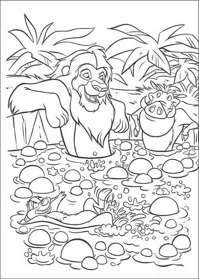 Kleurplaat Lion King Of De Leeuwenkoning Simba Timon En Pumba In Het Bad Kleurplaten Leeuwenkoning Dieren Kleurplaten