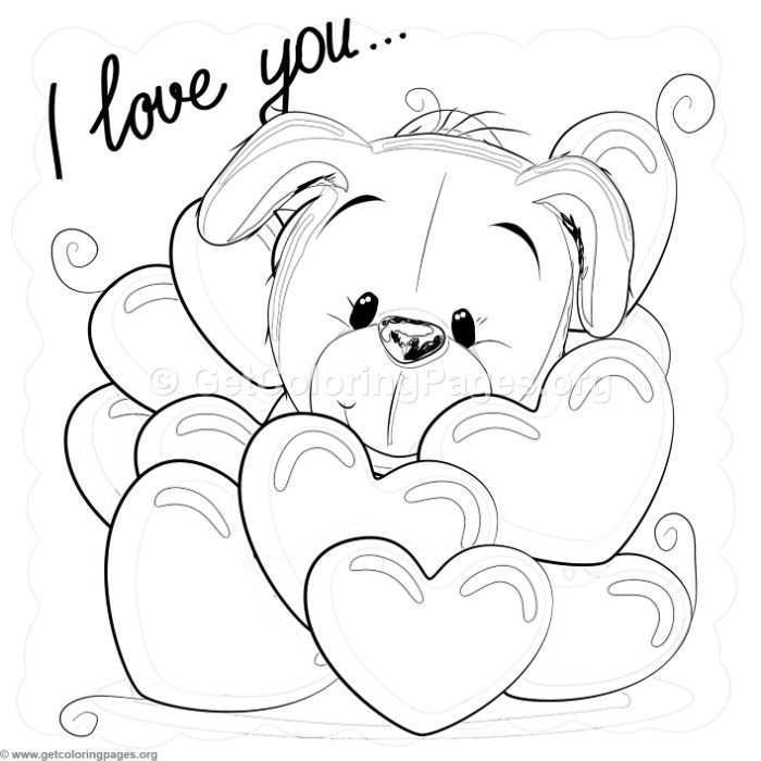 Free Instant Download Valentine I Love You Puppy Coloring Pages Coloring Coloringbook Coloring Puppy Coloring Pages Bear Coloring Pages Love Coloring Pages