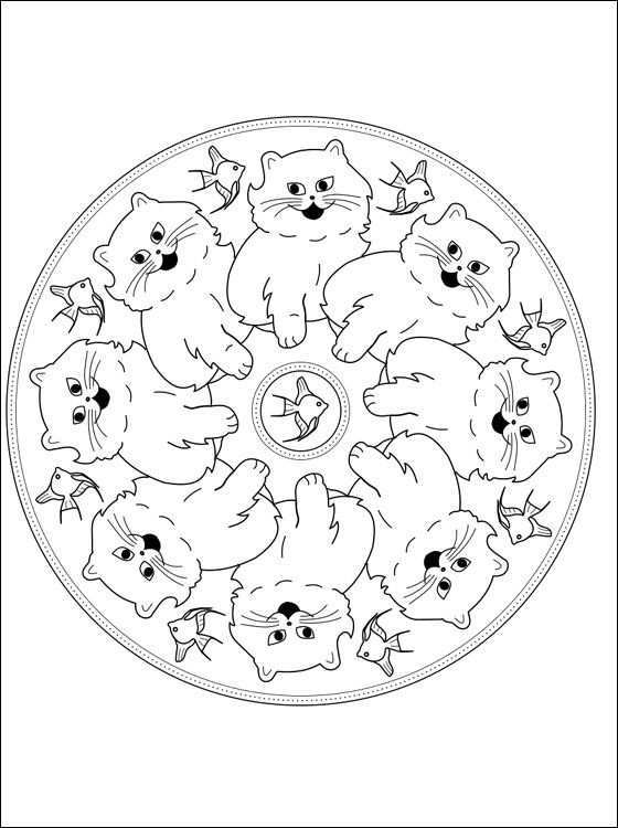 Poes Mandala Cat Coloring Page Coloring Pages Mandala Printable