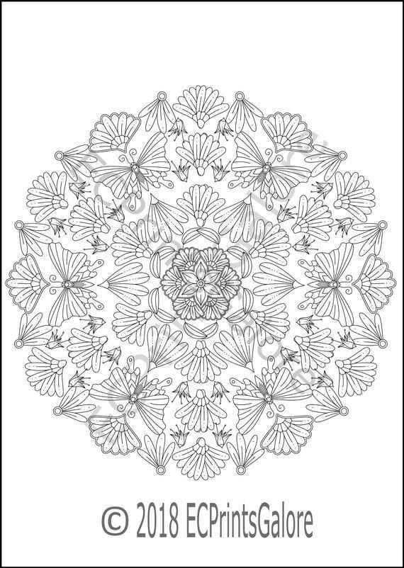 Butterfly Mandala Kleurplaat Voor Volwassenen Instant Etsy Mandala Coloring Pages Man