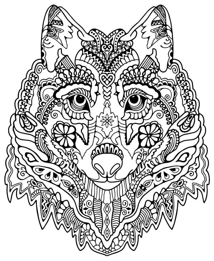 Awesome Wolf From Awesome Animals Mandala Coloring Pages Animal Coloring Pages Animal