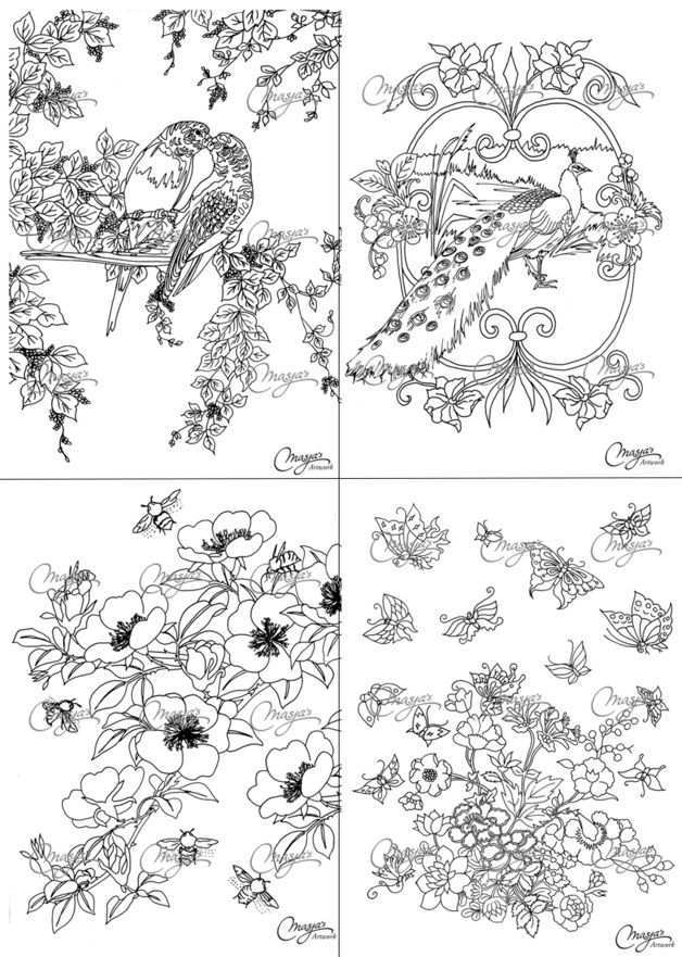 Masja S Nature Romance Coloring Book Kleurboek Kleurplaten Schetsboek