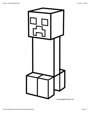 Minecraft Coloring Page With A Picture Of A Creeper To Color Minecraft Coloring Pages