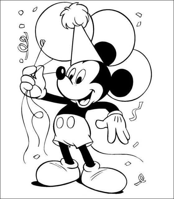 Kleurplaat Mickey Mouse Met Ballonnen Gratis Kleurplaten Kerstkleurplaten Kleurplaten