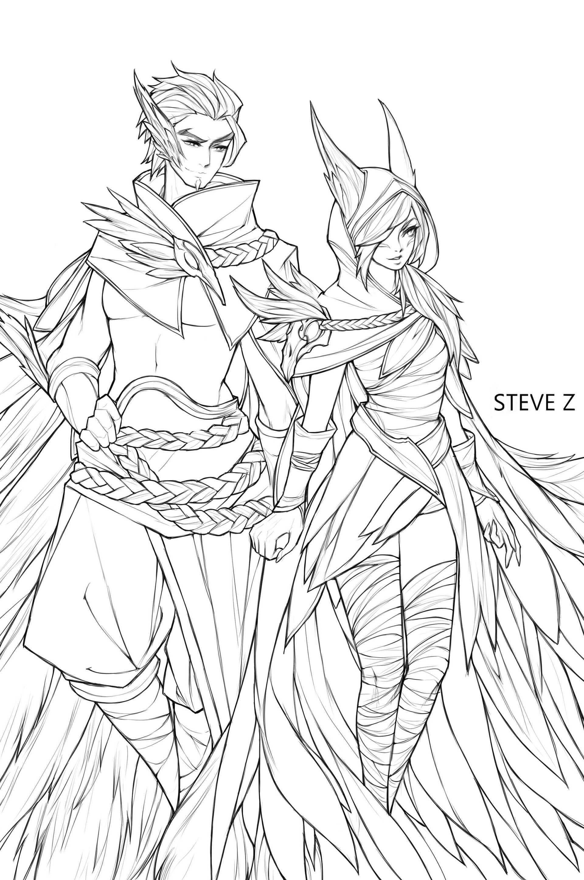 Artstation Rakan And Xayah Steve Zheng Lol League Of Legends League Of Legends Charac