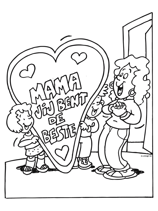 Kleurplaat Hart Valentijn Moederdag Vaderdag Coloring Pages Mickey Character