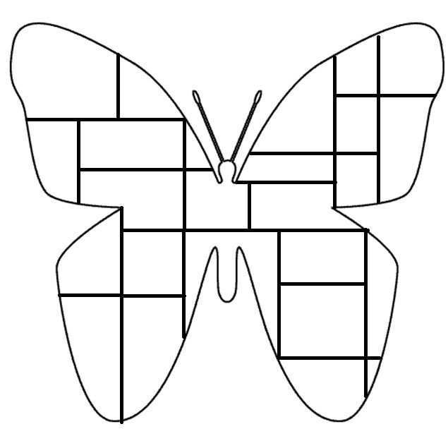 Vlinder Kleurplaat Mondriaan Inkleuren Met Zwart Geel Rood Blauw En Wit Mondriaan Kun