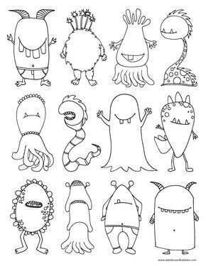 Monsters Coloring Page Dabbles Babbles Monster Knutselen Halloween Tekeningen Monster