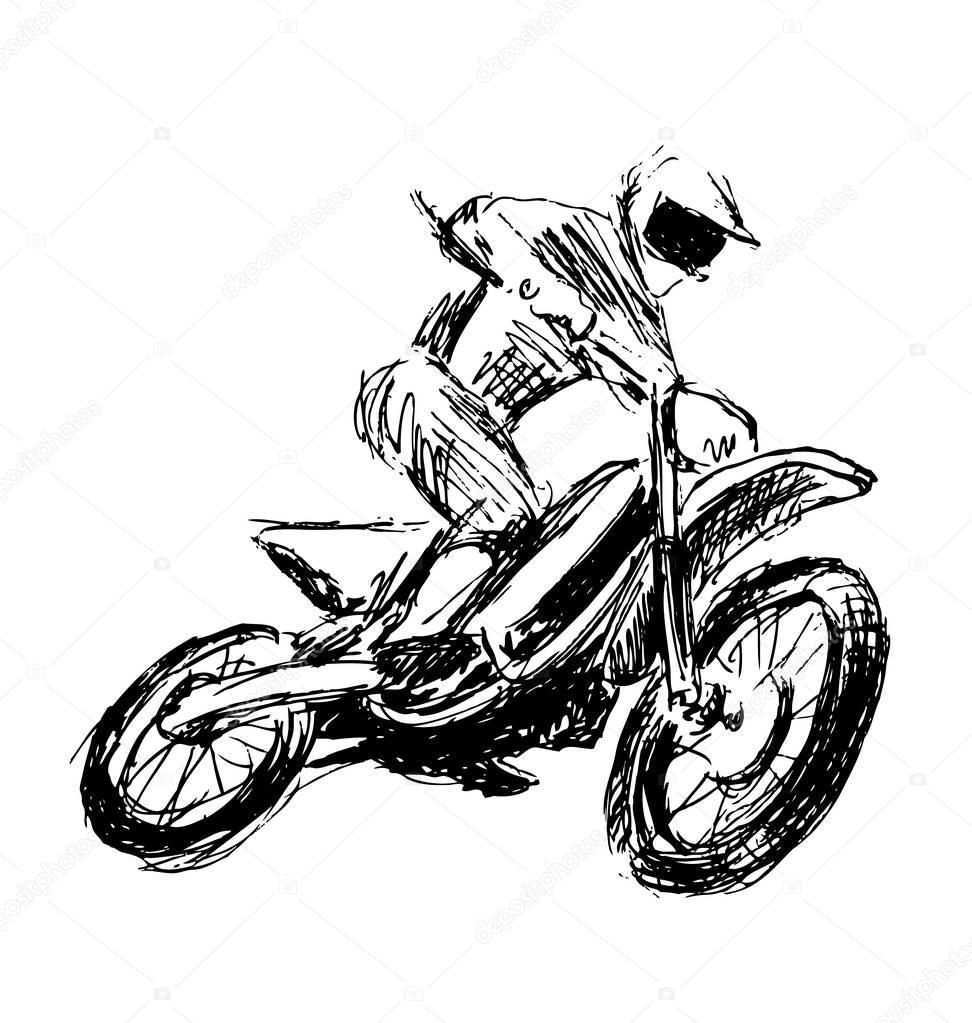 Hand Schets Motorcross Rider Vectorillustratie Hand Schets Schets Illustratie