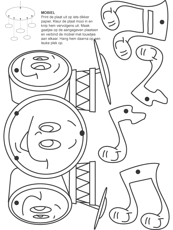 Kleurplaat Muziek Mobielen Muziek Kleurplaten Instrument Knutselen