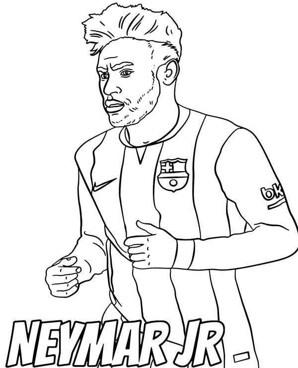 Neymar Coloring Pages With Footballers Printable Picture Coloring Pages Neymar Soccer